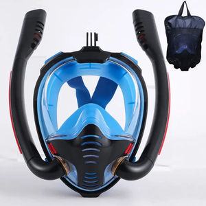 Masker <span class=keywords><strong>Snorkel</strong></span> wajah penuh, 180 tampilan panorama atas kering silikon kacamata berenang menyelam Snorkeling dengan <span class=keywords><strong>2</strong></span> <span class=keywords><strong>Snorkel</strong></span> anti-kabut anti-bocor - Product Image 5