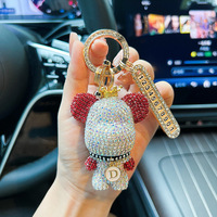 Nouveau porte-clés Ours incrusté de diamants, porte-clés de voiture avec plaque de numéro, Ours Violent en diamant, pour sac cadeau