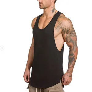Hot selling workout stringer tank top bodybuilding mens plain black tank tops sweat vest for fitness gym sport