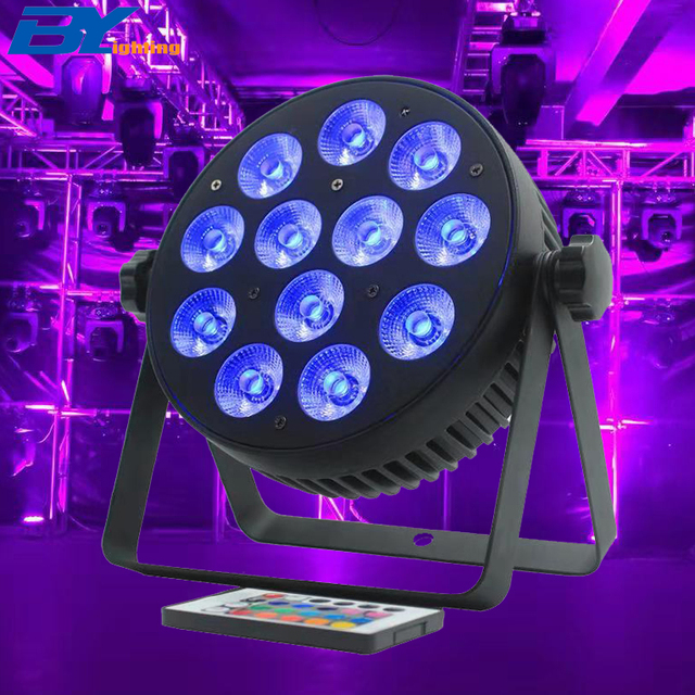 Guangzhou Hot Sale 12pcs Par Light Wedding Club Event Led Par Light Rgbw Led Mini Flat Par Light with Remote Control