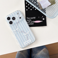 Coque de téléphone tendance anti-chute pour iPhone 17 Pro Max, style coréen simple avec nœud rayé, compatible Apple 16 Pro, 15/14/13
