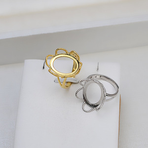 Anillo de Perlas Barrocas de Plata 925 Hecho a Mano, Base Hueca Abierta, Accesorio de Perlas para Mujer, 1440, Fornituras y Componentes de Joyería - Product Image 1