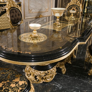 Commercio all'ingrosso stile reale medio-orientale di lusso oro nero <span class=keywords><strong>tavolo</strong></span> da pranzo <span class=keywords><strong>e</strong></span> sedia mobili Set <span class=keywords><strong>tavolo</strong></span> da pranzo Set per 8 - Product Image 3