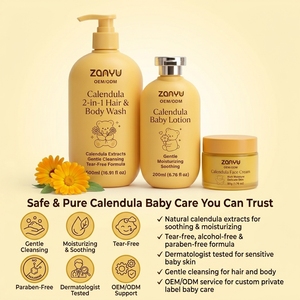 Set <span class=keywords><strong>Shampoo</strong></span> e Bagnoschiuma Vegano per Neonati a Marchio Privato, Lozione per Bambini Senza Solfati con Calendula e Vitamina E, Cura Idratante per Neonati - Product Image 3