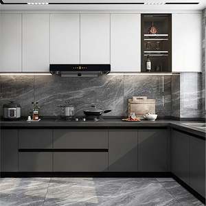 Top Manufacturer Complete Modern Designs PVC Lacquer Kitchen Furniture Modular Wooden Kitchen <b>Cupboard</b> Custom Kitchen Cabinet - Product Image 5