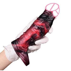 NNSX Neuer Dildo-Kondom mit Vibrationsfunktion Sexspielzeug, Effektive Penisvergrößerung Flüssiges Silikon Weicher Dildo Leder-Kondom - Product Image 1