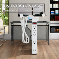Multiprise blanche 15A avec protection contre les surcharges, interrupteur marche/arrêt, 4 prises, double ports de charge USB, certifiée ETL, pour dortoir