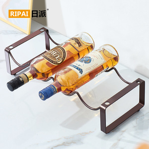 ชั้นวางไวน์ริปายทรงสี่เหลี่ยมผืนผ้า สีกาแฟ เหล็กดัด ทนทาน สำหรับจัดเก็บในงานปาร์ตี้ - Product Image 1