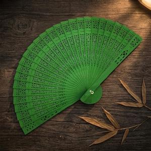 Promotional Fluorescent Hand Fans Wholesale Customized Pattern Primary Color Sunflower <b>Wood</b> Folding Fan Beautiful Sandalwood Fan - Product Image 2