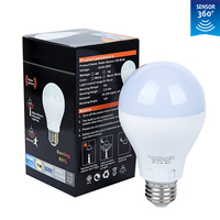 Bombilla LED Inteligente con Sensor de Movimiento SKD A19 4W/7W E26/E27/B22 AC 110-220V, Cuerpo de Plástico, Garantía de 3 Años, Regulable