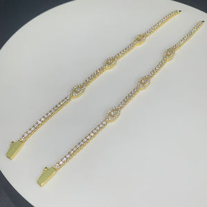 Gelang Rantai Tennis Berliontin Mata Turki Pembawa Keberuntungan, Perhiasan Wanita Fashion Berlapis Emas dengan CZ 5A - Product Image 6