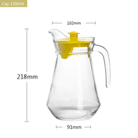 Pichet en verre transparent bouilloire pichet de 1 gallon avec poignée ensemble de verre pichet d'eau froide vente en gros