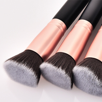 Ensemble de pinceaux de maquillage pour le visage professionnel de luxe en 14 pièces, élégance naturelle, manche en bois noir, pinceau éventail en nylon, crayon à sourcils