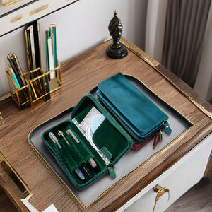 In vera pelle 4 slot custodia per penna stilografica portamatite scuola ufficio cancelleria cerniera custodia per scuola di cancelleria - Product Image 1