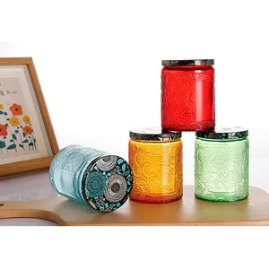 Colored Cup 30oz 12oz Aluminium Pour Smoke Grey Green Clear Glass Jars Candle Jar For Making Candles