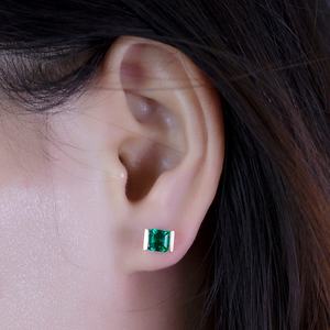 Joyería Messi, Aretes de Oro Amarillo de 18k con Esmeralda Cultivada en Laboratorio, Joyería de Moda para Mujer - Product Image 5