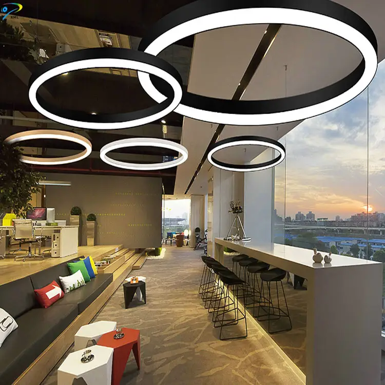 Modern 400mm 500mm 600mm 800mm led yuvarlak kolye lamba daire ofis aydınlatma avizeler dairesel dekoratif ışık