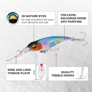 Honoreal Esche Artificiali Galleggianti Minnow in Plastica di Alta Qualità 60mm 5.5g per Acque Basse, per Blackbass, Luccio, Trota, Salmone - Confezione Bulk - Product Image 6