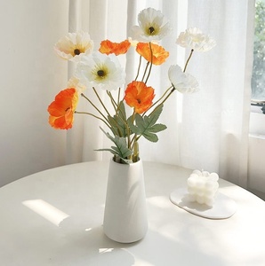 Venda quente Única Papoula Flores Anêmona Branco Artificial Mar Anêmona Flor para Casa Decoração Interior Do Casamento - Product Image 5