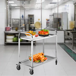 0.8MM 2 Tiers Square Tube Fruit Food Kitchen Stainless Steel <strong>Service</strong> Trolley Kitchen Restaurant Food <strong>Service</strong> <strong>Cart</strong> - Product Image 3