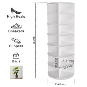 رف أحذية دوار ، برج تدوير الأحذية ، خزانة منظمة الأحذية الدوارة - Product Image 4