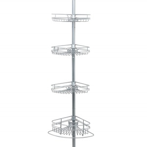 Argent noir 4 pôles support mural organisateur de stockage en acier inoxydable 4 niveaux télescopique coin douche étagère Caddy suspendu pour <span class=keywords><strong>salle</strong></span> de <span class=keywords><strong>bain</strong></span> - Product Image 6