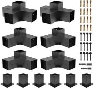 Soportes de pérgola Soporte de esquina de ángulo recto de 3 vías y 4 vías, carpintería DIY Kit de herrajes de pérgola Kit de soporte de madera elevado - Product Image 3