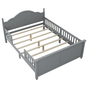 <span class=keywords><strong>Lit</strong></span> plateforme en bois gris pleine grandeur avec tête et pied de <span class=keywords><strong>lit</strong></span> – Cadre de <span class=keywords><strong>lit</strong></span> élégant pour chambre d'enfant - Product Image 6