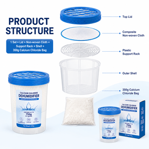 Cubo Absorbente de Humedad - Absorbente de Humedad de Gran Capacidad con Cristales de Cloruro de Calcio, <span class=keywords><strong>Deshumidificador</strong></span> para Sótano, Armario - Product Image 4