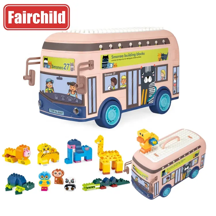 Nuova educazione precoce giocattolo elettronico per bambini scuolabus City Mini Bus Toy con blocchi
