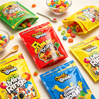 Sachet Doypack refermable avec fenêtre transparente pour bonbons, bonbons gélifiés, anneaux acidulés et emballage de confiseries