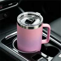 Cadeaux de Noël : Tasse à café avec poignée, gobelet isotherme en acier inoxydable, tasse à thé de bureau avec couvercle coulissant transparent et boîte d'emballage