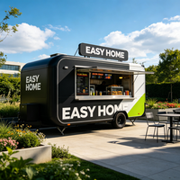 Mini chariot à café mobile avec fenêtre de service, emplacement pour expresso, éclairage LED, roues verrouillables pour centre commercial