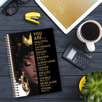 Cahier à spirale inspirant pour femme afro-américaine avec écritures de motivation affirmations dorées