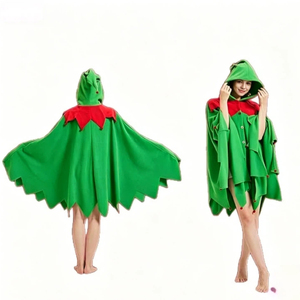 Cape d'elfe ambiance Noël |   Cape à capuche rouge/verte, parfaite pour les séances photo de fête - Product Image 6