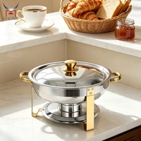 Ensemble de buffet chauffe-plats personnalisé en acier inoxydable, rond, pliable, complet, pour la restauration, les petits-déjeuners et les brunchs d'hôtel