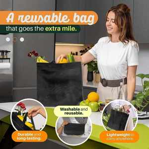Bolsa de Compras Ecológica Plegable y Portátil para Supermercado, Bolsa de Transporte Grande de Tela No Tejida Negra - Product Image 2