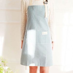 Tablier de cuisine en lin et coton rayé respirant pour la maison, la cuisine, le restaurant et le travail de nettoyage - Vente en gros - Product Image 2