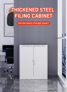 Armoire de classement en acier demi-hauteur H900mm avec 2 portes coulissantes en verre, casier de rangement métallique pour dossiers de bureau - Product Image 6