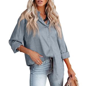 Blusa holgada de moda para <span class=keywords><strong>mujer</strong></span> de Color sólido <span class=keywords><strong>extra</strong></span> grande, sencilla, ecológica, de manga larga, informal, para verano, otoño, primavera, no tejida - Product Image 6