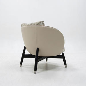 Chaise longue minimaliste moderne en cuir et tissu, fauteuil relaxant, confortable pour le salon et la chambre à coucher - Product Image 4