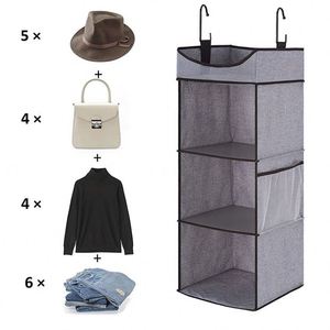 Organizador de Armario de 3 Niveles, Ahorra Espacio, de Tela No Tejida, con Bolsillos Laterales, para Colgar Ropa - Product Image 4