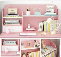 Bureau d'ordinateur de coin minimaliste moderne avec étagère rose bleu meubles de maison étudiants en bois étudient l'écriture table d'apprentissage