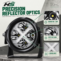 HSSH Phare LED rond rétroéclairé RVB de 4 pouces 20W à faisceau large avec contrôle Bluetooth pour véhicules tout-terrain