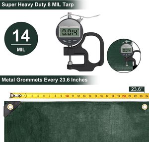 <span class=keywords><strong>Bâche</strong></span> en tissu brocart premium 14 mil 8x10 pieds, imperméable, robuste, avec œillets en laiton, <span class=keywords><strong>protection</strong></span> UV, résistante aux déchirures et à la décoloration - Product Image 3
