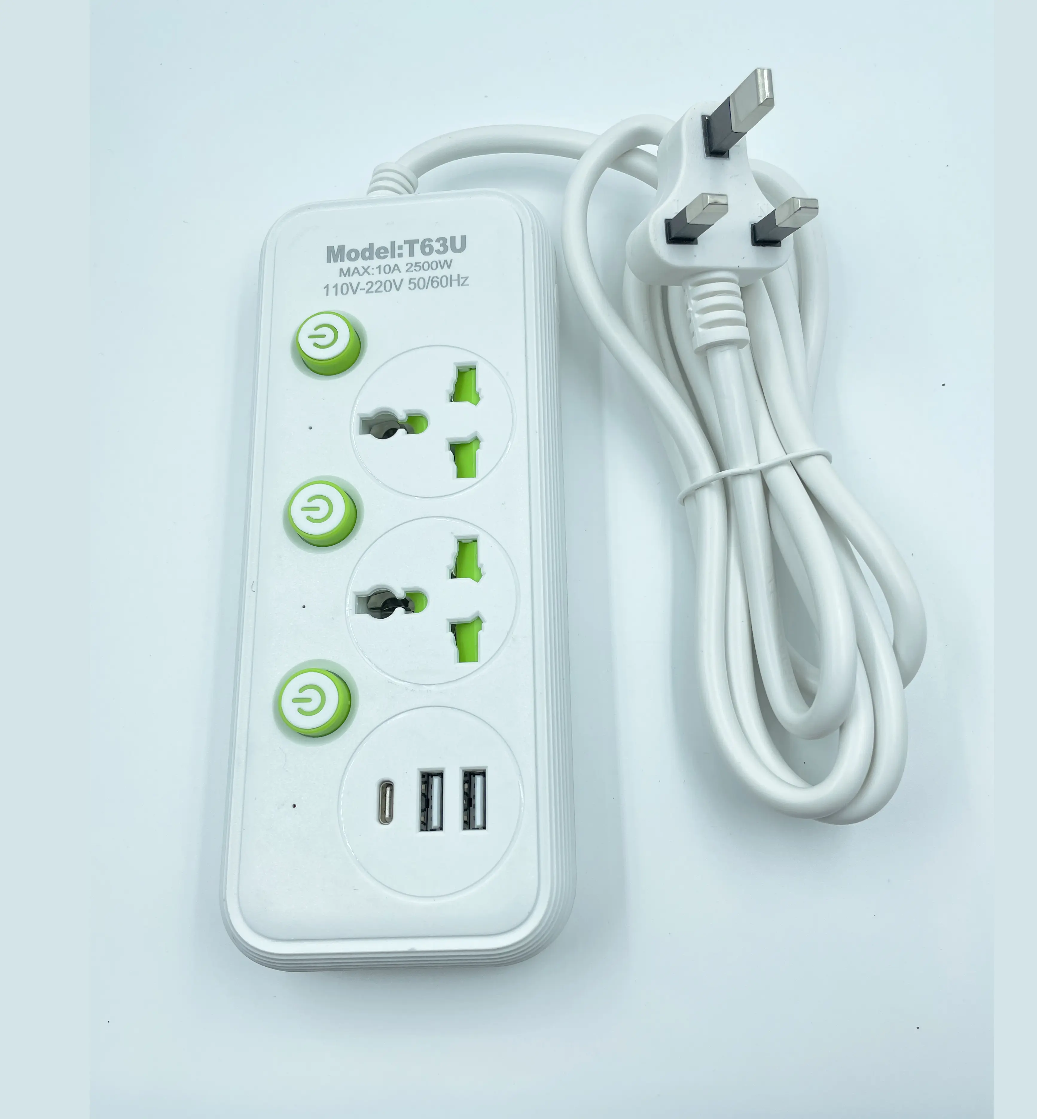 UK 13A Plug Adaptador Multi 3 Way Tomada Fita do cabo de alimentação USB Extensão Tomada de chumbo