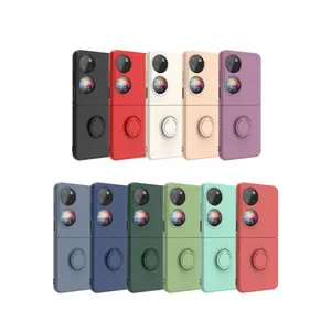 Hot Sale Luxus quadratische Silikon-Telefon hülle für Huawei P50 Pocket Phone Case mit Ring TPU Phone Cover für Huawei P50 Pocket Case