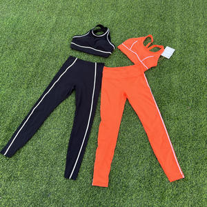 Diseño personalizado de alta elasticidad de rayas reflectantes ropa deportiva Patchwork Yoga sujetador y Legging Yoga conjuntos - Product Image 2