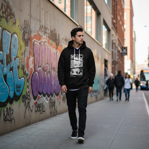 Felpe con Cappuccio Casual Personalizzate 300g Nere con Stampa e Ricamo 3D, Caratteristica Anti-Piega, Serigrafia su Tessuto French Terry - Product Image 3