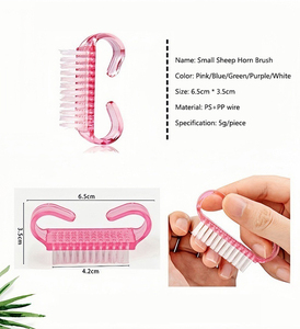 5 cores pequena poeira plástica escova macia cerdas chifre em forma escova unha limpeza escova - Product Image 4